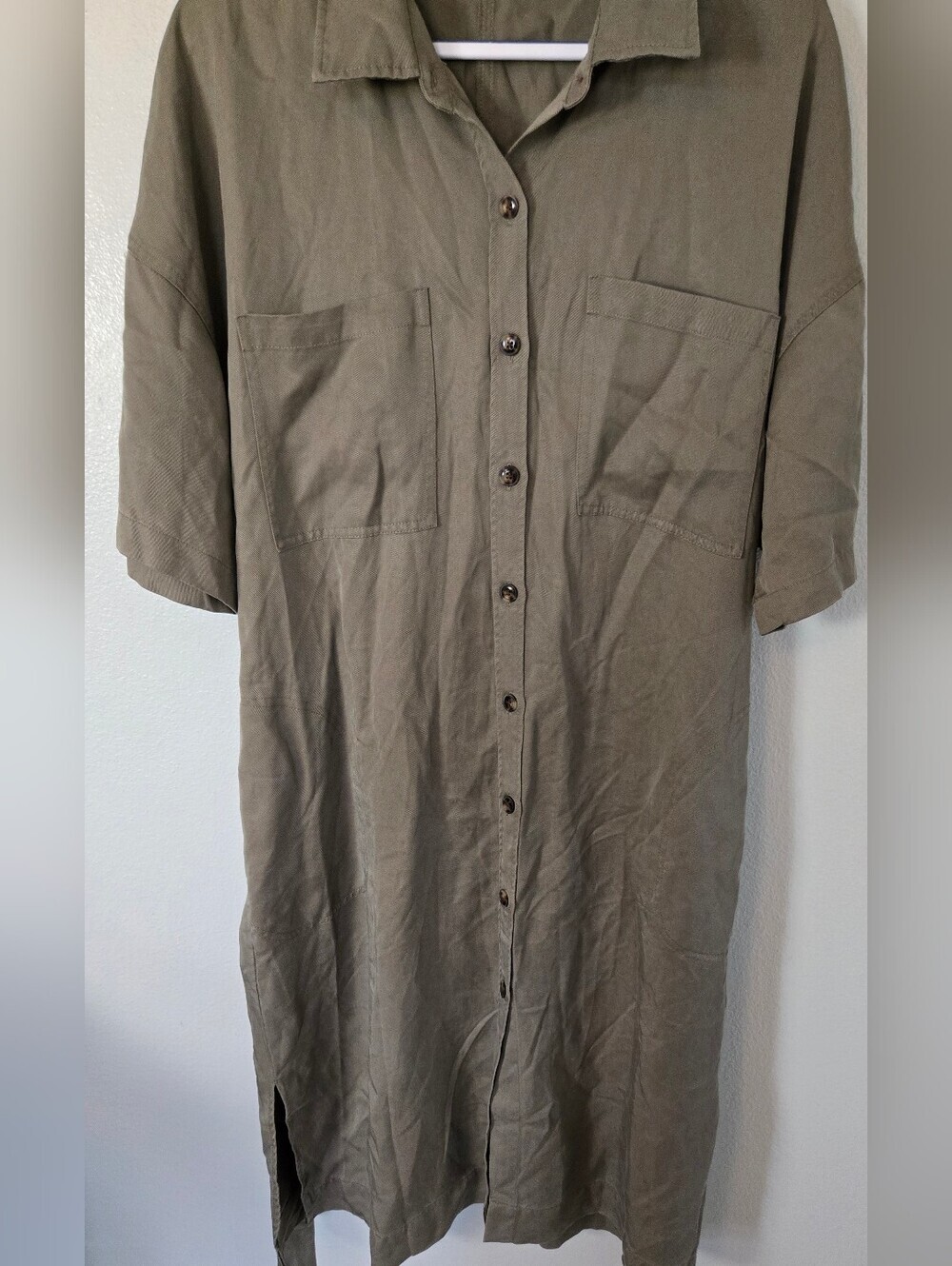 Marine Layer | Renata Dress Olive Green Belted Shirt Dress Size XL - Picture 10 of 13